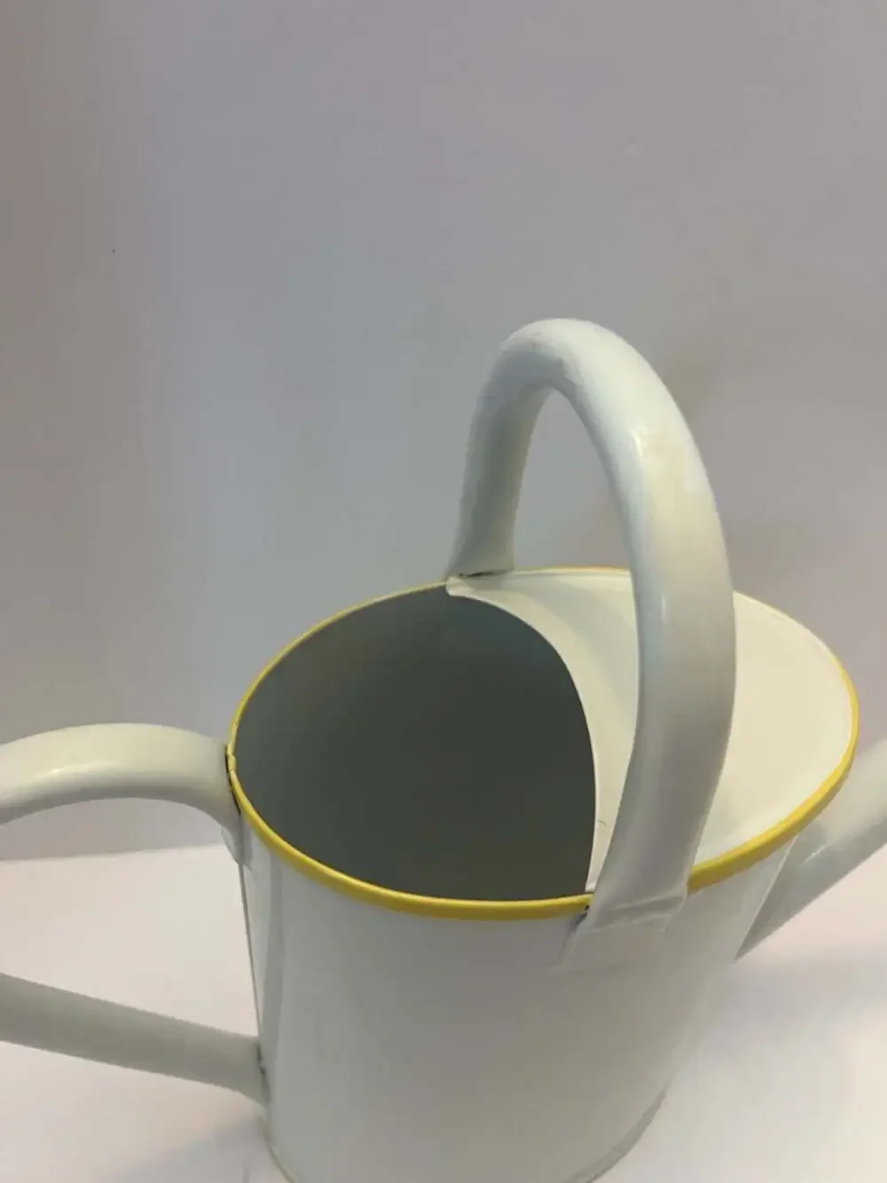 Walmart Marketed White Metal Decorative Watering Can with Yellow Tulip Graphic